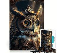 Puzzle Steampunk Hibou Animal 1000 Pièces Cadeau pour Adultes Jeu de Logique Fin Loisirs Doux Bords Soignés Joli Cadeau 50x75cm