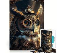Puzzle Steampunk Hibou Animal 1000 Pièces pour Adolescents Jeu de Réflexion Anti-Stress Découpe Fine Liste de Souhaits du Père Noël 38x26cm