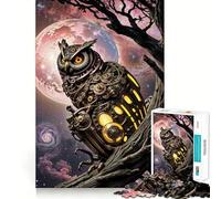 Puzzle Steampunk Hibou dans l'espace 1000 Pièces pour Adolescents Jeu de Logique Claire Loisirs Faciles Découpe Parfaite Cadeau d'anniversaire 38x26cm
