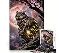 Puzzle Steampunk Hibou dans l'espace 1000 Pièces pour Adolescents Se Remémorer, Améliorer, Détendre l'esprit, Pièce d'art Fine et Claire 38x52cm