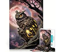 Puzzle Steampunk Hibou dans l'espace 1000 Pièces pour Adolescents Se Remémorer, Améliorer, Détendre l'esprit, Pièce d'art Fine et Claire 38x52cm