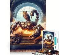 Puzzle Steampunk Hibou Scorpion Machine 1000 Pièces pour Adolescents Jeu de Logique Mentale Loisirs Bordure Fine Cadeau Spécial 50x75cm