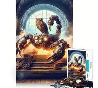 Puzzle Steampunk Hibou Scorpion Machine 1000 Pièces pour Adultes Jeu Intelligent et Silencieux Découpe Précise Cadeau Spécial 38x52cm