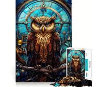 Puzzle Steampunk Hibou Tacheté pour Adolescents 1000 Pièces Jeu d'exercice Cérébral Activité à Domicile Découpe de Précision Décoration Murale 50x75cm