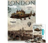 Puzzle Steampunk Londres 1000 pièces pour Adolescents Jeu Intelligent pour Partager Un Moment de complicité Assemblage d'une œuvre d'art 50x75cm
