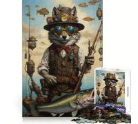 Puzzle Steampunk Loup Pêcheur 1000 Pièces pour Adultes et Adolescents Stimulation de la Mémoire et Détente Idée Cadeau de Noël 38x26cm
