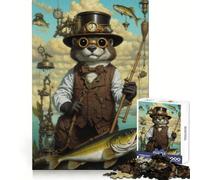 Puzzle Steampunk Loutre Pêche 1000 Pièces pour Adolescents Jeu de Logique Léger et Découpe Précise Cadeau Classique 50x75cm