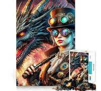 Puzzle Steampunk Maîtresse Dragon 1000 pièces pour Adultes Stimule la mémoire Joie familiale Assemblage Cadeau de Noël 38x52cm