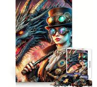 Puzzle Steampunk Maîtresse Dragon 1000 pièces pour Adultes Stimule la mémoire Joie familiale Assemblage Cadeau de Noël 38x52cm