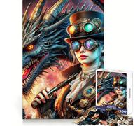 Puzzle Steampunk Maîtresse Dragon pour Adolescents, 1000 pièces, activité de réflexion à Domicile, Bords précis, Cadeau Festif 50x75cm