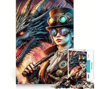 Puzzle Steampunk Maîtresse Dragon pour Adolescents, 1000 pièces, activité de réflexion à Domicile, Bords précis, Cadeau Festif 50x75cm
