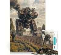 Puzzle Steampunk Mech dans Un Paysage Rural, 1000 pièces, pour Adolescents, Jouet de logique Fine, Passe-Temps Calme, pièce de Collection aux Bords Nets 38x52cm