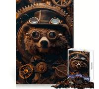 Puzzle Steampunk Ours Animal 1000 Pièces pour Adultes Jeu de Logique Mentale Anti-Stress Découpe Ferme Cadeau Original 38x26cm