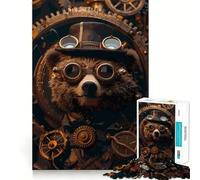Puzzle Steampunk Ours Animal 1000 Pièces pour Adultes Stimulation de la Mémoire Joie Familiale Assemblage Motif Vœux du Père Noël 38x52cm