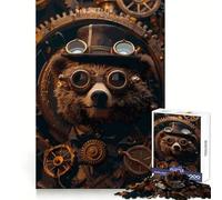 Puzzle Steampunk Ours Animal 1000 Pièces pour Adultes Stimulation de la Mémoire Joie Familiale Assemblage Motif Vœux du Père Noël 38x52cm