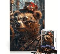 Puzzle Steampunk Ours Animal Adolescents 1000 Pièces Stimule la mémoire Jeu apaisant Bords Nets Cadeau de Noël 50x75cm