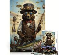 Puzzle Steampunk Ours Pêcheur 1000 Pièces pour Adolescents Jeu de Logique Amusant en Intérieur Bordure Précise Pièce de Collection Artistique 38x52cm