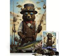 Puzzle Steampunk Ours Pêcheur 1000 Pièces pour Adolescents Jeu de Logique Mentale Anti-Stress Découpe Ferme Cadeau de Père Noël 50x75cm