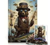 Puzzle Steampunk Ours Pêcheur 1000 Pièces pour Adultes Stimulation de la Mémoire Joie Familiale Assemblage Motif Vœux du Père Noël 38x26cm