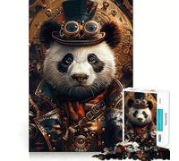 Puzzle Steampunk Panda Animal pour Adultes, 1000 pièces, Jeu de logique Pointue, Montage Amusant et précis, Cadeau mémorable 38x26cm