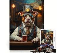 Puzzle Steampunk Pitbull Bière pour Adolescents 1000 Pièces Jeu de Logique Fine Passe-Temps Calme Pièce de Collection Art Bordure Soigneuse 38x52cm