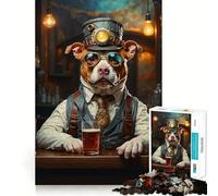Puzzle Steampunk Pitbull Bière pour Adultes, 1000 pièces, Jeu de logique Pointue, Amusant et Facile à Assembler, Cadeau mémorable 38x26cm