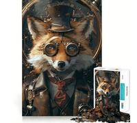 Puzzle Steampunk Renard Animal pour Adolescents 1000 Pièces Jeu de Logique Fine Passe-Temps Calme Pièce de Collection Art Bordure Soigneuse 38x26cm