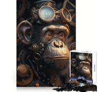 Puzzle Steampunk Singe Animal Adulte 1000 Pièces Renforce la Mémoire Calme et Apaisant Bords Nets Pièce de Collection 38x52cm