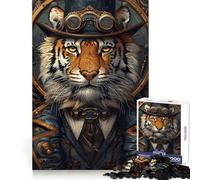 Puzzle Steampunk Tigre 1000 Pièces pour Adolescents Jeu de Réflexion Anti-Stress Découpe Fine Liste de Souhaits du Père Noël 38x26cm