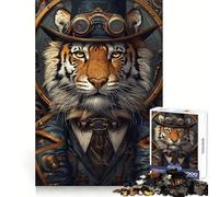 Puzzle Steampunk Tigre Animal pour Adolescents 1000 Pièces Jeu de Logique Mentale Anti-Stress Découpe Ferme Cadeau de Noël 50x75cm