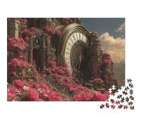 Puzzle Steampunk Tour d'Horloge 1000 Pièces, Tunnel Floral à Mécanisme d'Horloge, Jeu Éducatif pour Adultes, Décoration Magnifique,Difficulté et de Défi, Cadeau d'anniversaire, 70 x 50 cm