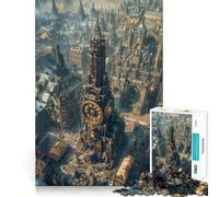 Puzzle Steampunk Tour d'Horloge Paysage Urbain pour Adolescents 1000 Pièces Jeu d'Éveil Mental Activité à Domicile Découpe de Précision Décoration Murale 38x52cm