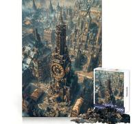 Puzzle Steampunk Tour d'Horloge Paysage Urbain pour Adultes 1000 Pièces Jeu de Logique Agréable à Assembler Amusant Découpe Précise Cadeau Mémorable 50x75cm