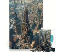 Puzzle Steampunk Tour d'Horloge Paysage Urbain pour Adultes 1000 Pièces Jeu de Logique Agréable à Assembler Amusant Découpe Précise Cadeau Mémorable 50x75cm