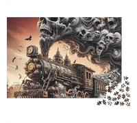 Puzzle Steampunk Train Crânes 1000 Pièces - Arche de Crânes au-Dessus d'un Train - Jeu Éducatif pour Adultes - Décoration Magnifique - Difficulté et Stimulante - Cadeau d'anniversaire - 38 x 26 cm