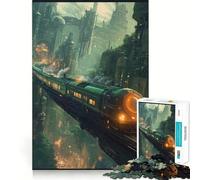 Puzzle Steampunk Train dans Un Paysage Urbain pour Adultes, 1000 pièces, Jeu de réflexion Amusant à Partager, découpe de précision, Cadeau Unique 50x75cm