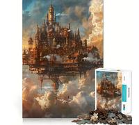 Puzzle Steampunk Ville dans Les Nuages 1000 Pièces pour Adolescents Jeu de Développement Logique et de Calme Pièce de Collection Premium Edge Art 38x52cm