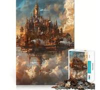 Puzzle Steampunk Ville dans Les Nuages de 1000 pièces pour Adultes, idéal pour stimuler la mémoire et Partager Un Moment de Joie en Famille 38x26cm