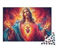 Puzzle Stimulant 1000 pièces Jésus et l'enfant pour Adultes et Enfants | Jeu Familial Jésus avec cœur Lumineux Éducatif 70x50cm/1000pcs