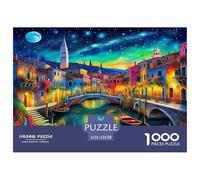 Puzzle Stimulant de 1000pcs sur Les canaux de Venise Le Pont de Venise au crépuscule. Jeu de réflexion pour Adultes, Adolescents et Seniors. Dimensions 52x38 cm.