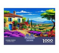 Puzzle Stimulant et Casse-tête sur Le thème de la Campagne montagneuse Chalet avec Chemin de Lavande, pour Adultes et Enfants à partir de 12 Ans, 52 x 38 cm/1000 pièces