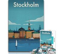Puzzle Stockholm pour Adolescents, 1000 pièces, Jeux Amusants en Famille, idéal comme Cadeau pour Toute la Famille, 38x26cm