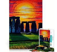 Puzzle Stonehenge Coucher de Soleil pour Adultes, 1000 pièces, Jeu de réflexion Amusant à Partager, découpe de précision, Cadeau Unique 38x52cm