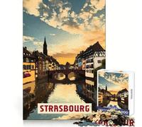 Puzzle Strasbourg 1000 pièces pour Adultes, entraînement cérébral, Passe-Temps Doux, découpe Laser, Cadeau Symbolique (38x26cm)