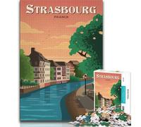 Puzzle Strasbourg 1000 pièces pour Adultes et Adolescents, Jeu Stimulant, Chaque pièce est Unique - Jeu Familial Stimulant 38x26cm