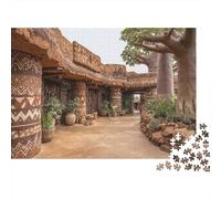 Puzzle Style Architectural Africain Traditionnel, Motifs Tribaux pour Adultes,52x38cm/1000pcs,Jeu Éducatif,décoration De La Maison,