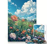 Puzzle Style BD Prairie de pivoines pour Adolescents, 1000 pièces, Jouet ludique et Amusant, décoration Murale Transparente (38x52cm)