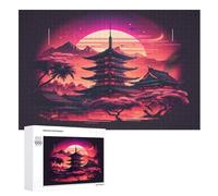 Puzzle Style Japonais Puzzles pour AdultesPuzzles en Bois De 1000 Pièces Adultes Cadeaux Jeu Stimulant （75×50cm）