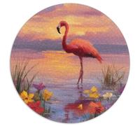 Puzzle Style Peinture à l'huile pour Adultes,1000pcs (67.5x67.5cm),Jeu ÉduChatif,décoration De La Maison,Flamant Roses on The Lac