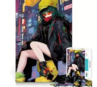 Puzzle Style Rue de Tokyo 1000 pièces pour Adolescents, Jeu de logique Solide, activité à la Maison, Bords Transparents, Cadeau précieux 38x52cm